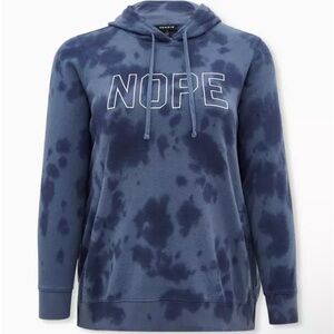 TORRID Nope Blue Tie-Dye Fleece Side Zip Tunic Hoodie